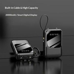 Nouvelle batterie externe portable haute capacité 20000 <span class=keywords><strong>mAh</strong></span> avec câble intégré, affichage numérique, plusieurs ports USB, impression de logo personnalisable - Product Image 2