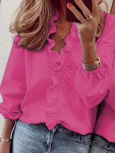 <span class=keywords><strong>Blusa</strong></span> Elegante de <span class=keywords><strong>Manga</strong></span> <span class=keywords><strong>Larga</strong></span> para Mujer, Color Blanco Sólido, en Oferta - Product Image 5