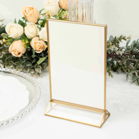 Porte-numéros de table autoportants en acrylique avec cadre doré, présentoirs double face pour enseignes, photos et menus