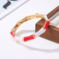 Gelang Bambu Tetesan Minyak Warna-warni Eropa dan Amerika, Gelang Namel Berlapis Elektroplating Alloy untuk Wanita, Tersedia Grosir