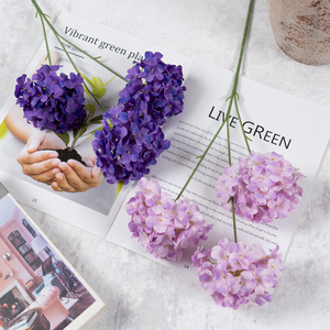 High-quality 3-head Small Hydrangea Silk Flowers Single <b>Branch</b> Available Multiple Colors; Perfect <b>for</b> Home <b>Decor</b> Photography - Product Image 1