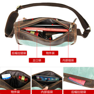 กระเป๋าหนังแคนวาสสะพายไหล่ AndoBag Crazy Horse สำหรับผู้ชาย กระเป๋าสะพายข้างวินเทจ กระเป๋าถือทำงาน - Product Image 5