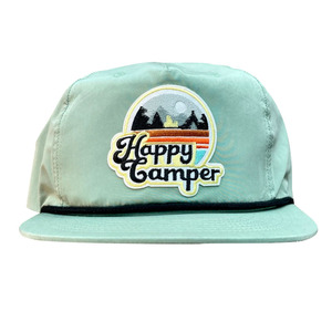 Thêu vá hạnh phúc cắm trại vá trên Sage màu xanh lá cây bông không có cấu trúc thể thao CHA hat Rope hat với Snapback cap tùy chỉnh - Product Image 1