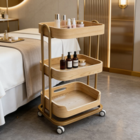 Chariot de rangement mobile en bois courbé de qualité supérieure avec plateau, présentoir roulant pour centre de massage, salon de coiffure, SPA, salon de beauté