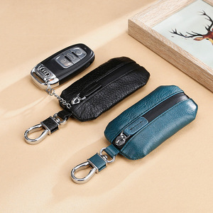 Estuche para llaves de coche de cuero genuino para hombre, de cuero natural granulado de primera calidad, con botón a presión, duradero, para llavero o control remoto de coche. - Product Image 2