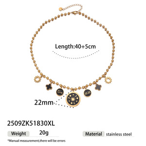 สร้อยคอเลขเทวดา 11:11  ทำจากสแตนเลสสตีล ชุบทอง 18K ประดับจี้รูปพระอาทิตย์ พระจันทร์ และดวงดาว พร้อมสายสร้อยแบบโชคเกอร์ สำหรับผู้หญิง - Product Image 6