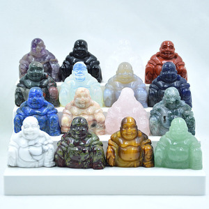 Natural Crystal Gemstone Carving Buddha for Decoration Crystals Healing <strong>Stones</strong> Mini Lauging Buddha - Product Image 1