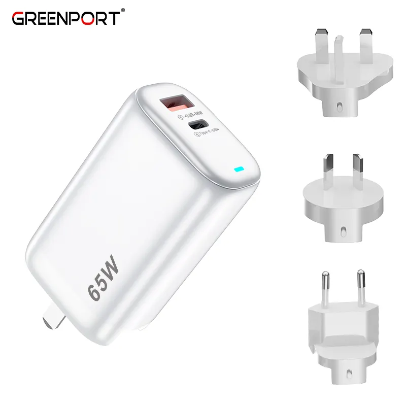 Greenport USB Charger adapter wall PD power adapters with AU UK EU converter custom logo
