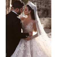 Robe de mariée de luxe en cristal, robe de bal à longue queue de fabricant chinois pour femmes