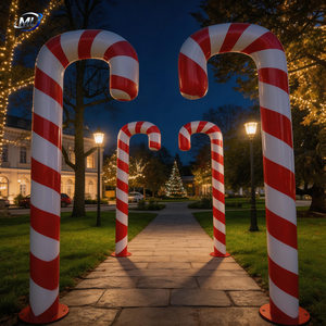 Large Candy Cane Sculpture Red <b>White</b> Fiberglass Holiday Decoration Christmas Event Display - Product Image 3