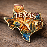 Venta al por mayor de pines de solapa personalizados con logotipo de esmalte blando y duro, diseño propio, insignia de estrella de gorra de Houston, Texas, regalo de recuerdo