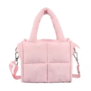 CHAN GRONG Custom Pink wasserdichte Nylon Puffy Handtasche Puffy geste ppte Poofy Umhängetasche Frauen