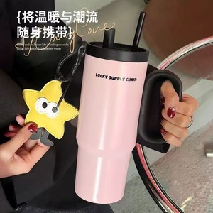 Lucky Supply Club Insulated Tumbler 500ml With Straw Handle Travel Mug Stainless Steel Cup For Outdoor Office Use - Product Image 2