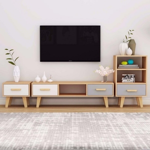 Soporte de <span class=keywords><strong>TV</strong></span> de lujo nórdico Simple <span class=keywords><strong>y</strong></span> moderno, tamaño pequeño para casa de alquiler estrecha, combinación de luz para sala de estar, gabinete lateral para almacenamiento - Product Image 5