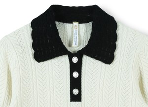 Maglione Pullover a maniche lunghe con collo a collo alto elegante primavera-estate 2024 personalizzato OEM & ODM <span class=keywords><strong>donna</strong></span> di lusso con collo a uncinetto Pointelle - Product Image 3