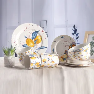 现代陶瓷餐具餐具柠檬设计豪华瓷器餐具