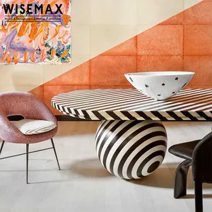 WISEMAX家具新款到货桌设计独特斑马条纹理现代酒店餐厅装饰木质餐桌