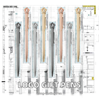 Juego de Papelería HauHwa, Nuevo Bolígrafo Deportivo de Metal con Logotipo Personalizado, Punta de 1.0 mm, Color Plata y Oro Rosa, Personalizado
