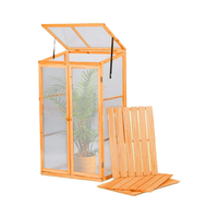 Commerçants 120x69x49cm Serre De Jardin En Bois Cadre Froid Panneaux En Polycarbonate Transparent PVC Étagères Amovibles Facilement Assemblées