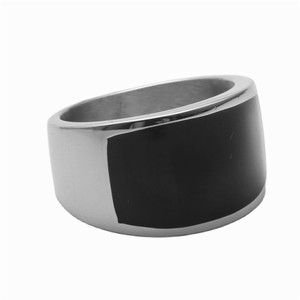 Titanium Steel Black Epoxy Resin <b>Ring</b> Geometric Unisex Fashion Jewelry Gift - Product Image 5
