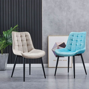 Chaises de salle à manger de restaurant confortables et luxueuses modernes en tissu gris en cuir velours rembourrées - Product Image 5