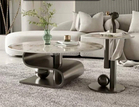 Table basse de salon de luxe en acier inoxydable Table gigogne en pierre pour canapé pour la maison meubles d'hôtel