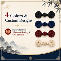 Bouton chinois haut de gamme, cordon en satin fin côtelé tissé en spirale et boucle symétriques, centre perlé, attache pour robe Cheongsam