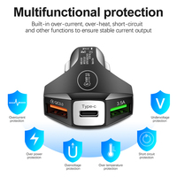 Chargeur de voiture universel CE ROHS FCC 36W Type-C 3 ports QC3.0 à charge rapide avec design écologique pour téléphones mobiles