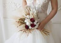 Bouquet de fleurs de mariage en gros, personnalisé, style bohème, roses rouges et blanches préservées, fleurs éternelles pour la décoration de mariage, vente en gros