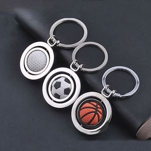 Porte-clés créatif rotatif à 360 degrés en alliage de zinc léger, thèmes basketball, football, golf, 3D, cadeau commémoratif, logo personnalisable - Product Image 5