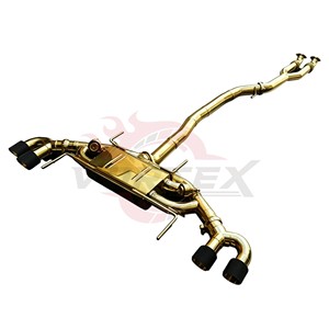 Vortex Polished Gold Valved Catback <b>Exhaust</b> for Nissan GT-R R35 3.8L V6 Twin Turbo VR38DETT Quad Black Tips Racing System - Product Image 6