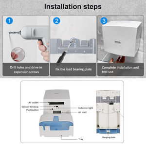 Sèche-mains mural de salle de bain, soufflage puissant de 1350W pour un séchage rapide des mains, conception peu encombrante pour la maison et le commerce - Product Image 5
