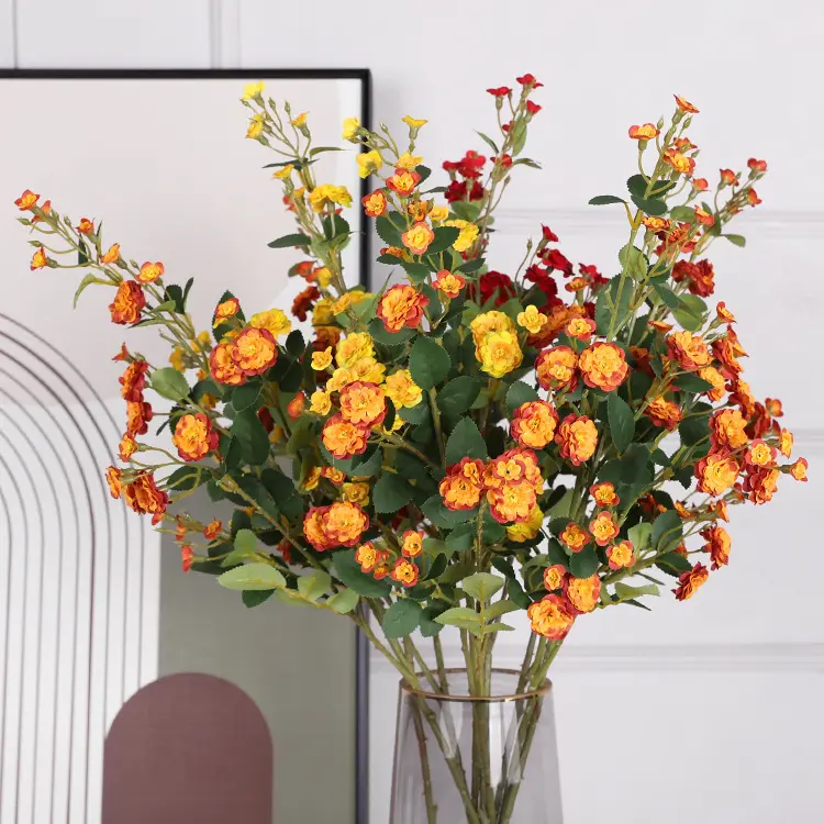 Little Rose Artificial Flowers Long Stem Silk Roses for DIY Bouquet Table Centerpiece Home Decor