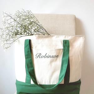 Custom Logo Canvas Fabric Packaging Tote <strong>Bag</strong> with Zipper <strong>Women</strong> <strong>Beach</strong> Tote <strong>Bag</strong> - Product Image 3