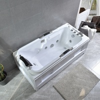 Baignoire de massage rectangulaire thermostatique à double accoudoir pour intérieur, bain à remous pour adultes, baignoire de trempage à eau chaude