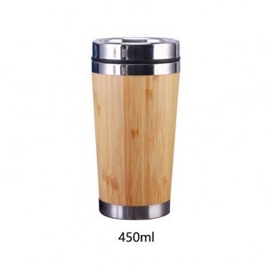 Premium Bamboo Thermos 500ml Travel <b>Insulated</b> Thermos <b>Mug</b> for Water Coffee Tea with Custom LOGO - Product Image 2