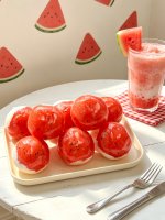 [Smoothie à la pastèque] Boule squishy faite à la main avec texture Vaseline en caoutchouc thermoplastique, couleur glace pastèque, taille 6 cm