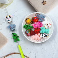 Perles de silicone animales 3D chaudes en gros pour la fabrication de stylos perles focales en silicone bricolage faire porte-clés lanière perle focale personnalisée