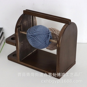 <b>Wooden</b> Yarn Rack Double Layer <b>Shelving</b> Rotatable Knitting Stand Desktop Storage For Yarn And Needles - Product Image 4