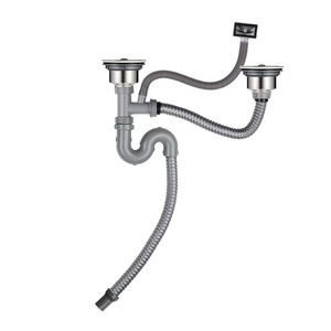 Accesorios de Drenaje <span class=keywords><strong>para</strong></span> Fregadero de Acero Inoxidable y Plástico, Protección Contra Insectos y Olores, Desagüe Doble <span class=keywords><strong>para</strong></span> Cocina - Product Image 6