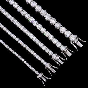 Stylish Fine <b>Chain</b> Link Bracelet White Gold 925 Sterling Silver VVS Graded Clustered Tennis Bracelet <b>Iced</b> Out Diamond Jewelry - Product Image 3