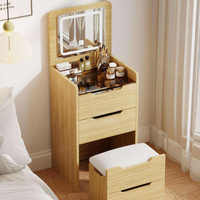 Coiffeuse compacte pour chambre à coucher avec miroir LED et tiroirs de rangement, console de maquillage pour appartement