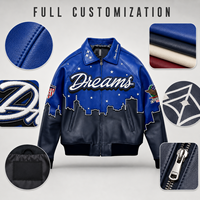 Veste en cuir brodée sur mesure pour hommes, style streetwear, blouson bomber, marque privée, conception OEM, fournisseur de vestes en cuir véritable