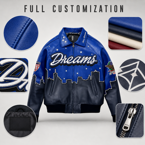 Chaqueta de <span class=keywords><strong>Cuero</strong></span> Bordada Personalizada para <span class=keywords><strong>Hombre</strong></span>, Chaqueta Bomber de Estilo Urbano, Diseño OEM de Marca Privada, Proveedor de Chaquetas de <span class=keywords><strong>Cuero</strong></span> Genuino - Product Image 4