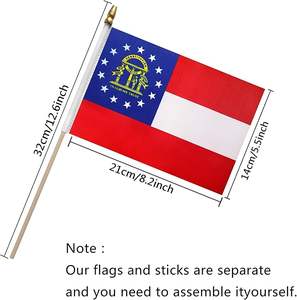Poliéster logotipo personalizado Georgia miniatura palo de mano en miniatura portador de bandera sostiene ondeante bandera con poste de plástico o madera - Product Image 3