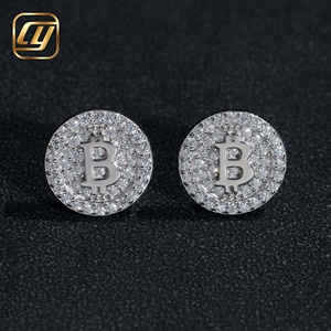Boucles d'oreilles clous lettre B en argent 925 plaqué rhodium, moissanite taille brillant rond, certifiées GRA, bijoux de luxe unisexe - Product Image 1