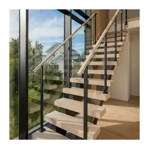 Ace American Standard Modernes Interieur Gerade Treppen Led Wand leuchten Schwimmende Gerade Treppe Holz profil