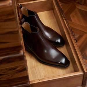 รองเท้าบูทเชลซีสำหรับธุรกิจและการเดินทาง หัวแหลม แบบผูกเชือก หุ้มข้อสูง สไตล์อังกฤษ กันลื่น น้ำหนักเบา ระบายอากาศได้ดี เหมาะสำหรับออฟฟิศและอาชีพ - Product Image 4