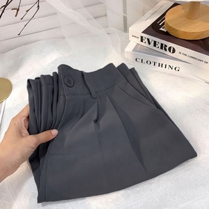 Pantalon de costume taille haute pour femme, style coréen, couleur unie, coupe droite, décontracté et professionnel, longueur cheville, vente en gros - Product Image 3