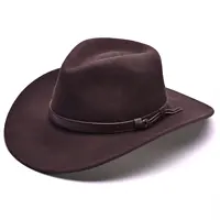 Chapeau de Cowboy noir en 100% laine, à bord de 8cm, acier inoxydable, Style occidental